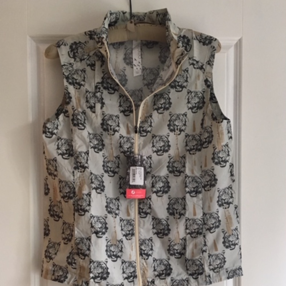 OISELLE APRIL SHOWERS VEST - COCO TIGER PRINT. Women's Large NWT.